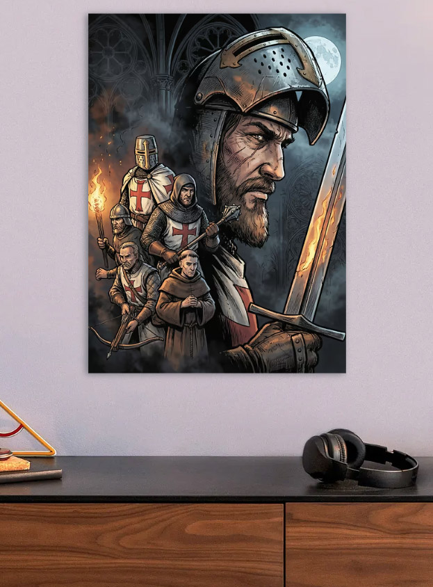 Knights Templar in Gothic Setting — metal poster wall art by Lineer